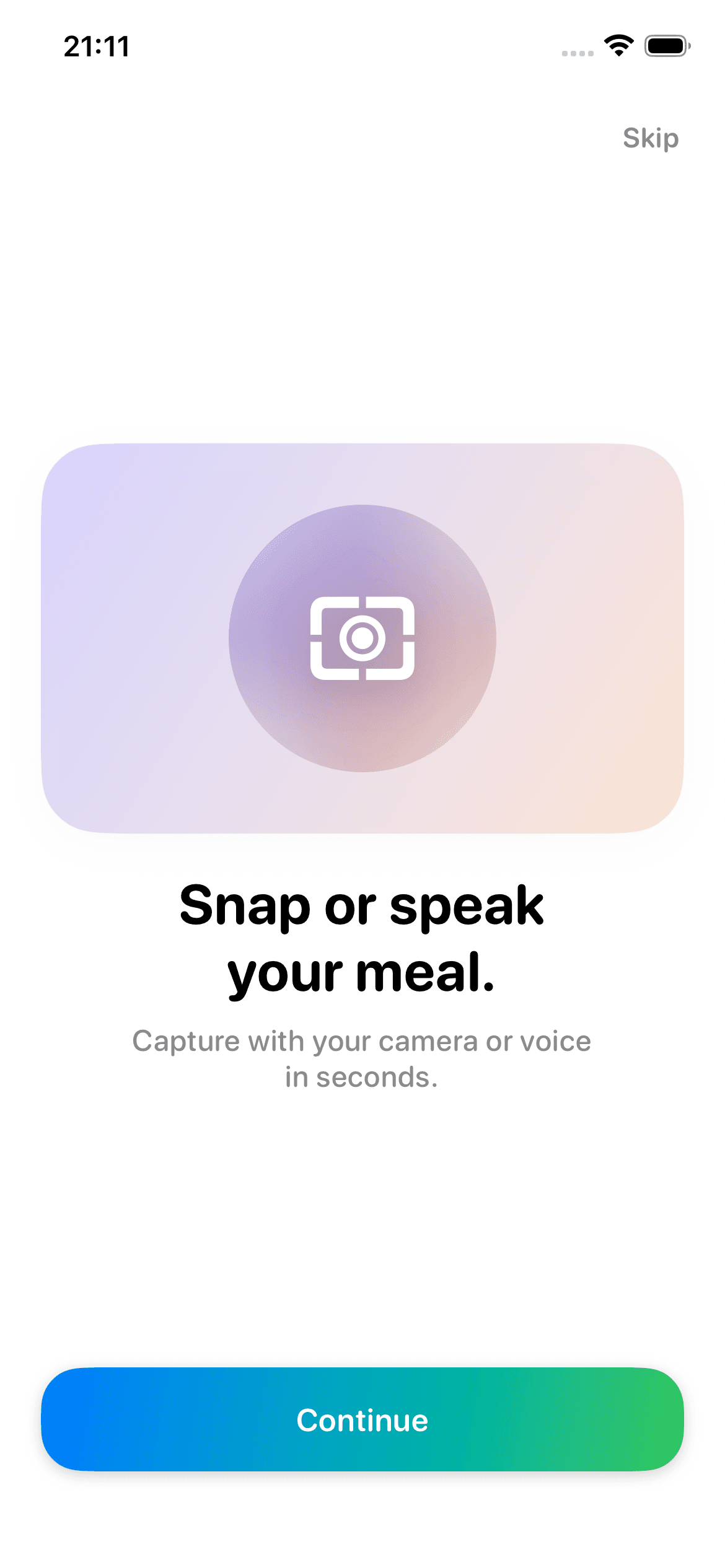 Zosavi meal capture product screen