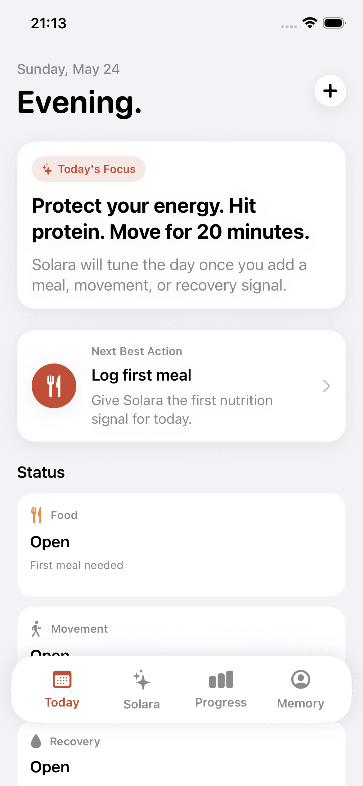 Zosavi today screen on iPhone